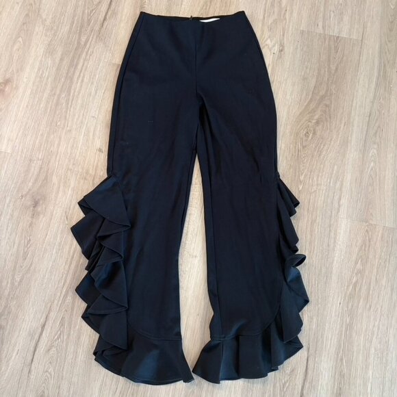 Amanda Uprichard Small ruched ruffle pants Black - Picture 1 of 8